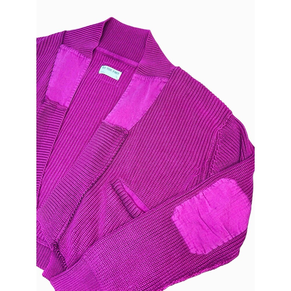 Free People We The Free Worn Thru Surplus Cardigan Sweater Magenta Womens Small